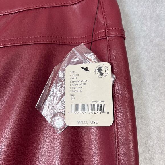We The Free Uptown High Rise Vegan Leather Flare Pant in Mulberries Size 10 - Picture 6 of 15